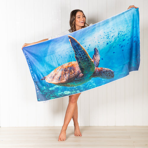 Turtle Flight beach towel