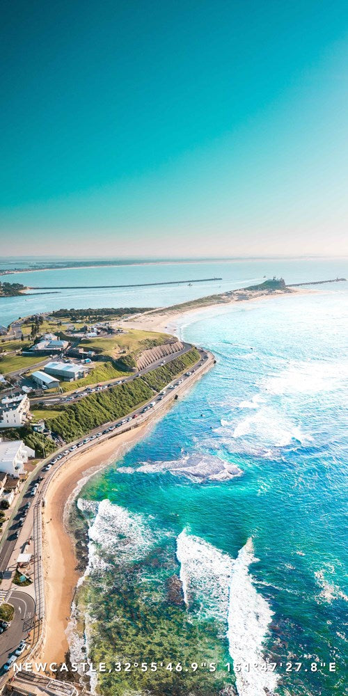 Nobbys Curves beach towel Destination Label