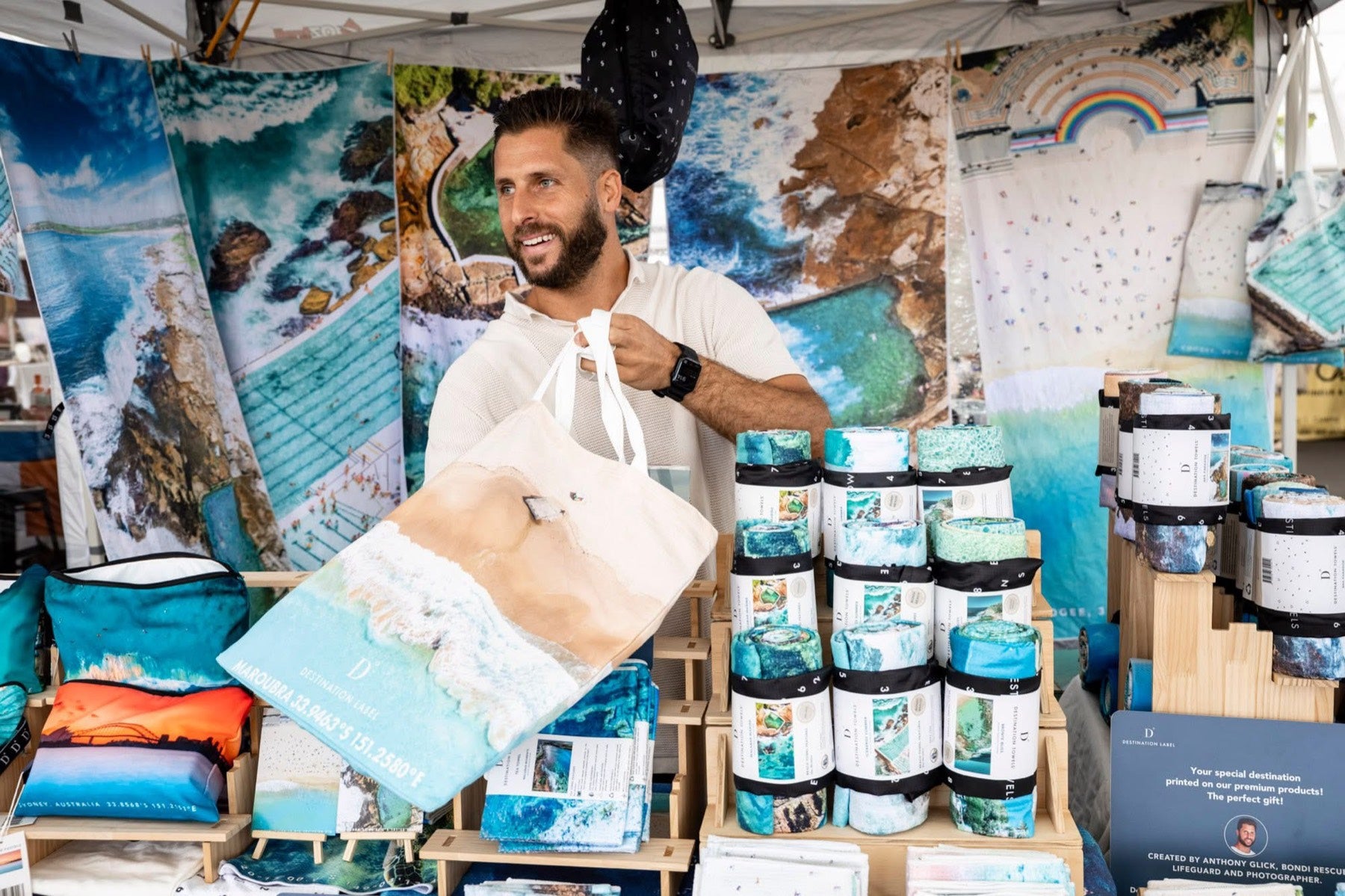 Anthony Glick at his Destination Label market stall