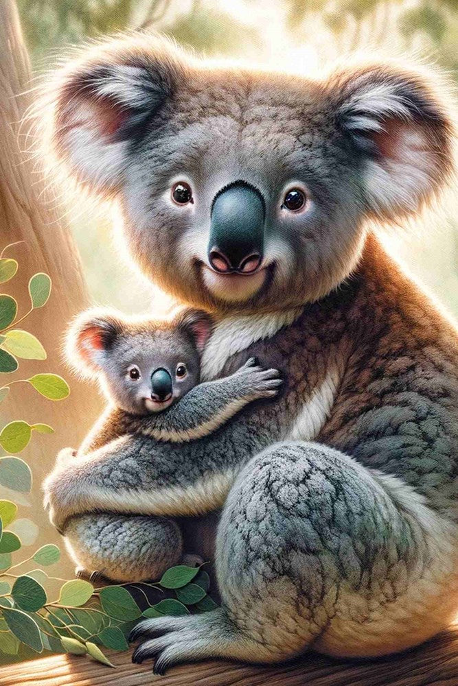 Koala Cuddles tea towel