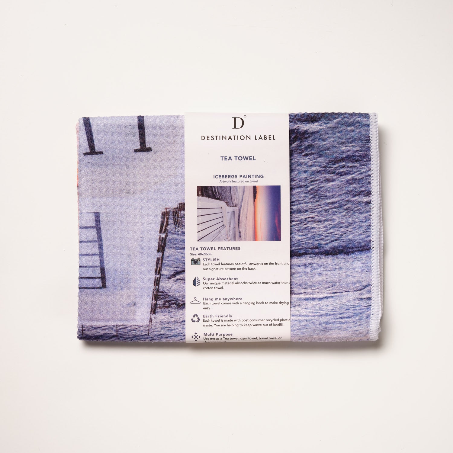 Icebergs Painting Tea Towel