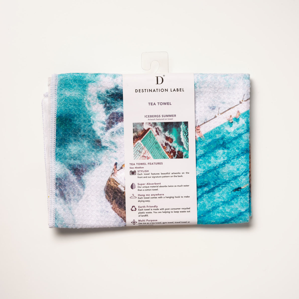 Icebergs Summer tea towel
