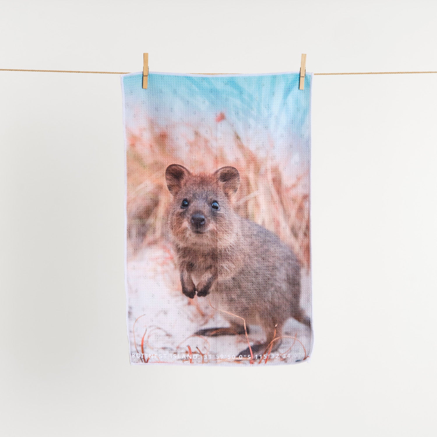 Quokka Smile tea towel