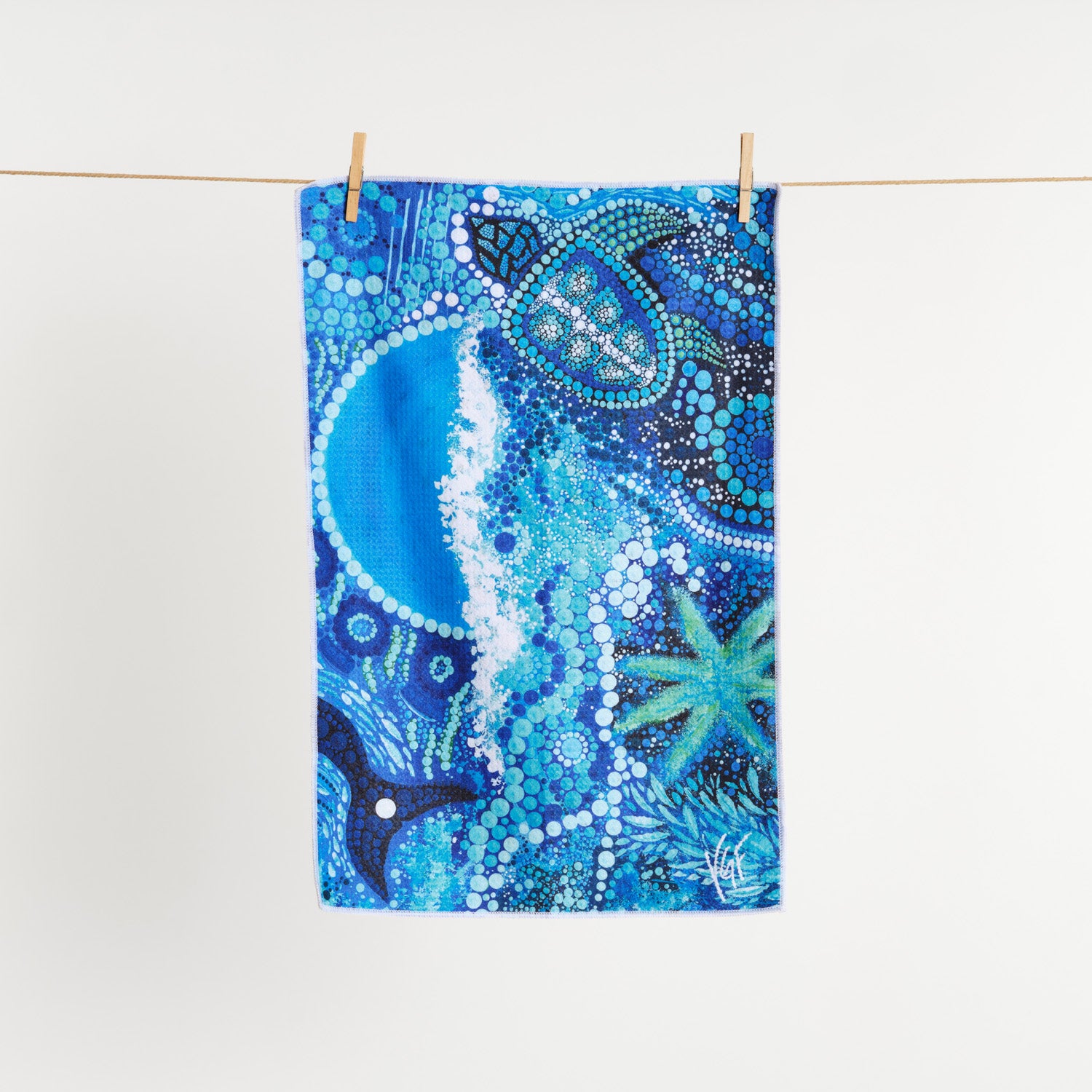 Turtle Moon tea towel