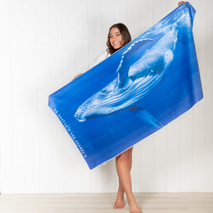 Whale Wave beach towel